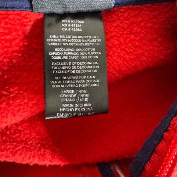 NEW ENGLAND PATRIOTS YOUTH ZIP HOODIE SWEATSHIRT NFL TEAM APPAREL RED NAVY 14/16 - Picture 5 of 12